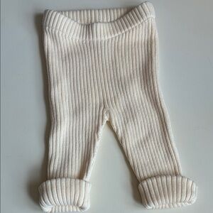 Hanna Andersson Cream Ribbed Leggings